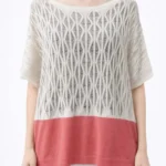 Renk Bloklu Dalgalı Örgü Triko Bluz