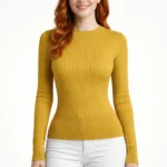 Bisiklet Yaka Fitilli Triko Kazak - Safran