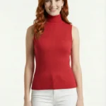 Balıkçı Yaka Fitilli Kolsuz Triko Bluz